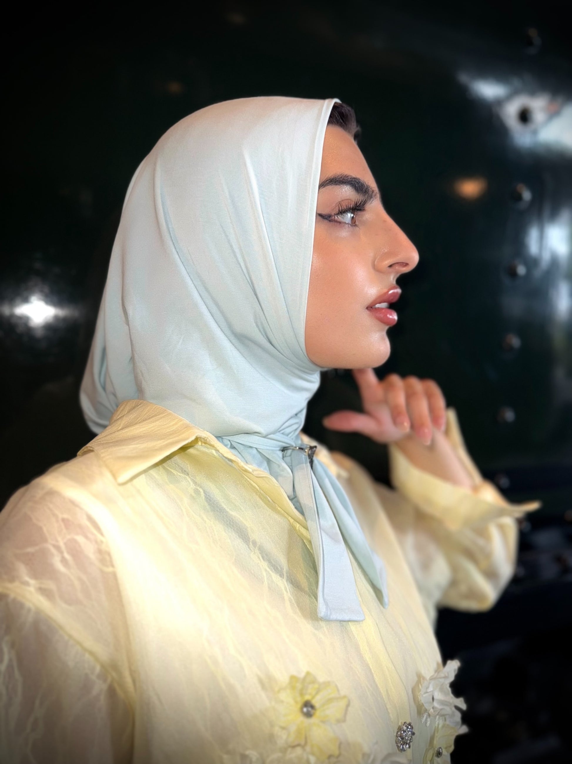 Ice blue vintage bamboo hijab
