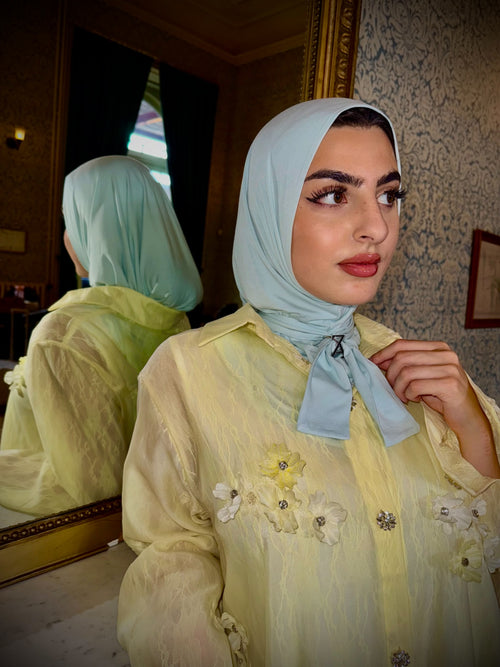 Ice blue vintage bamboo hijab